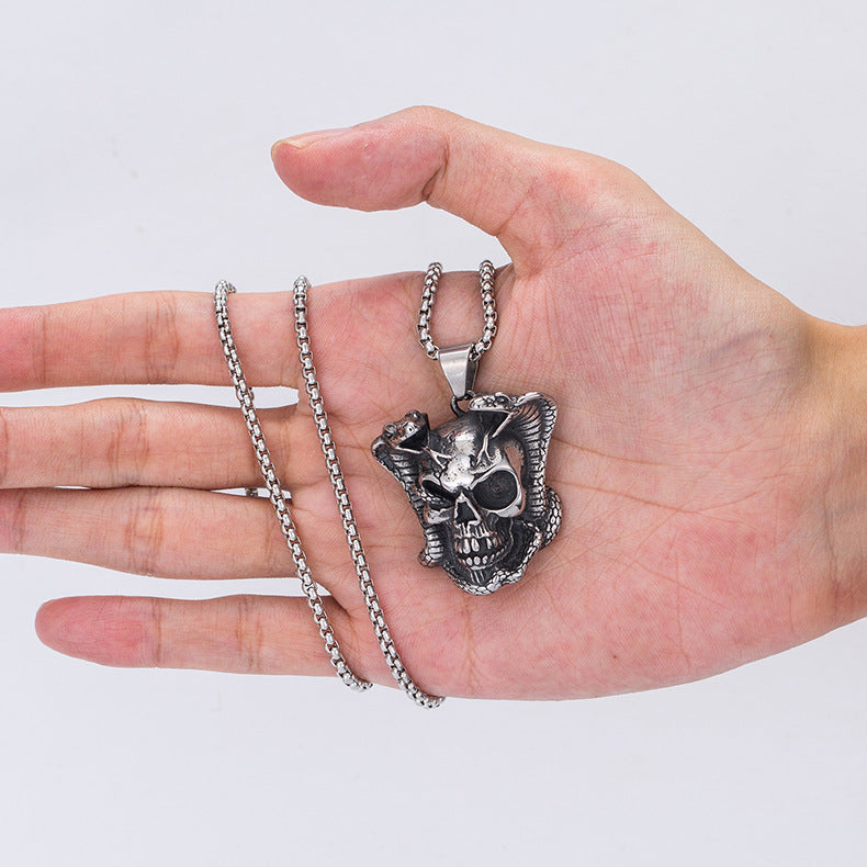 Stainless Steel Necklace - Statement Men's Skull Pendant, Street Hip Hop Style For Men