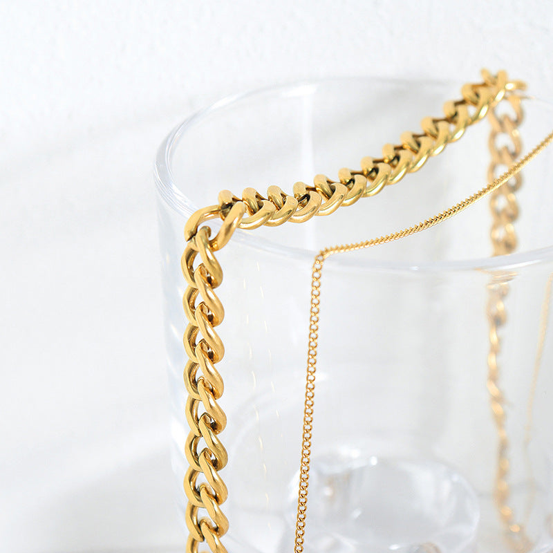 Trendy European Steel Layered Necklace for Stylish Women