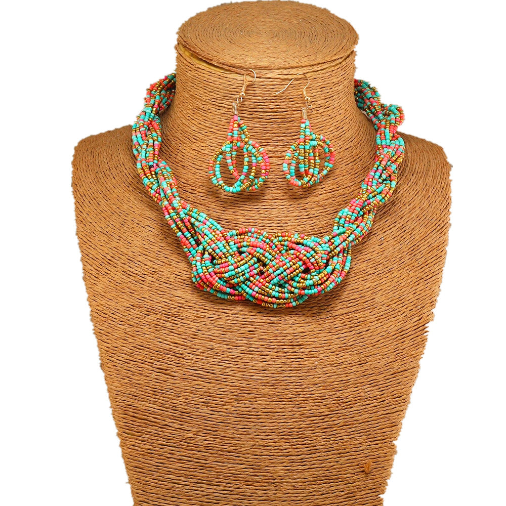 Chinese Knot & Rice Bead Necklace Set - Planderful Collection - Savanna Rhythms