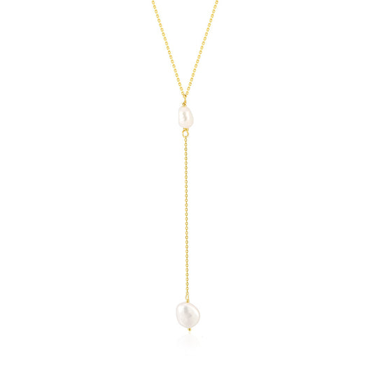 Planderful S925 Sterling Silver Y Shaped Pearl Necklace For Women Elegant Collarbone Jewelry