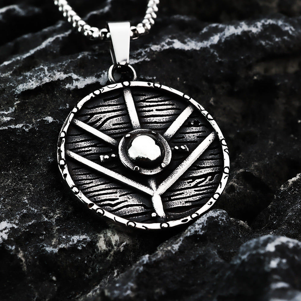 European and American Retro Stainless Steel Viking Warrior Pendant Necklace for Men