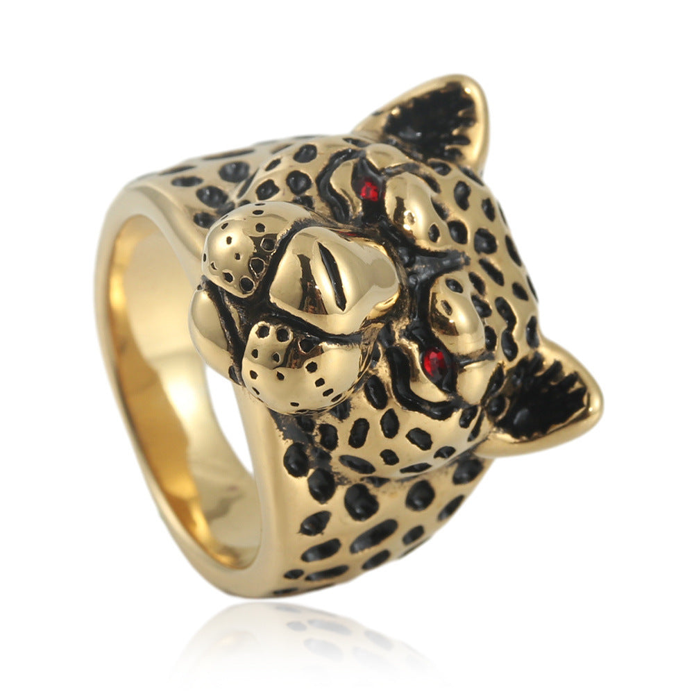 Titanium Steel Retro Leopard Ring for Men - Stylish Animal-Inspired Jewelry