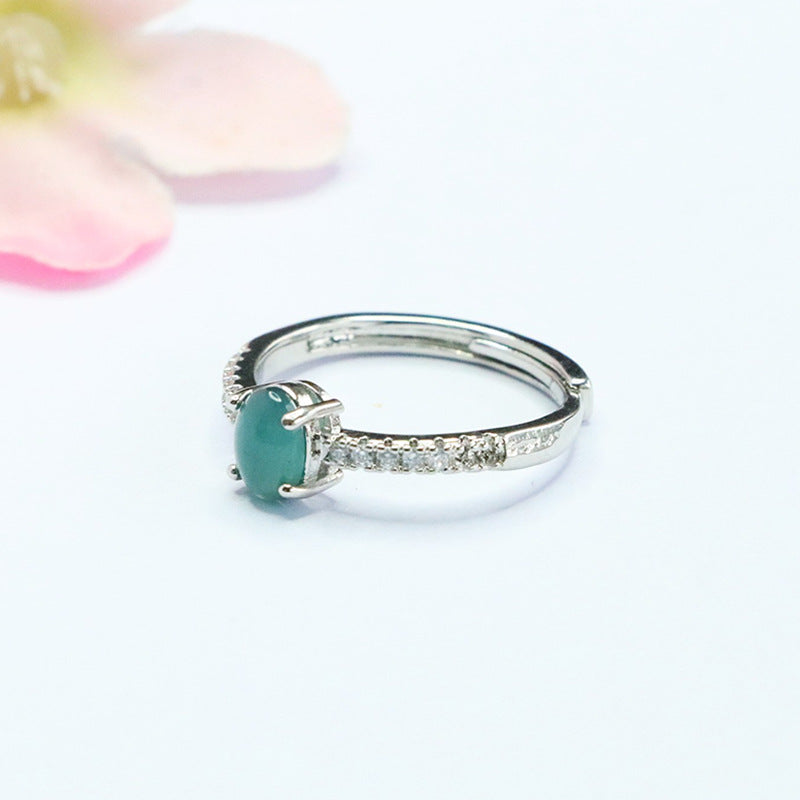 Blue Water Jadeite Galaxy Ring