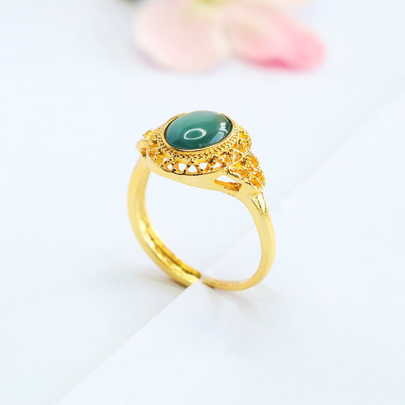 Blue-Water Jadeite Openwork Ring