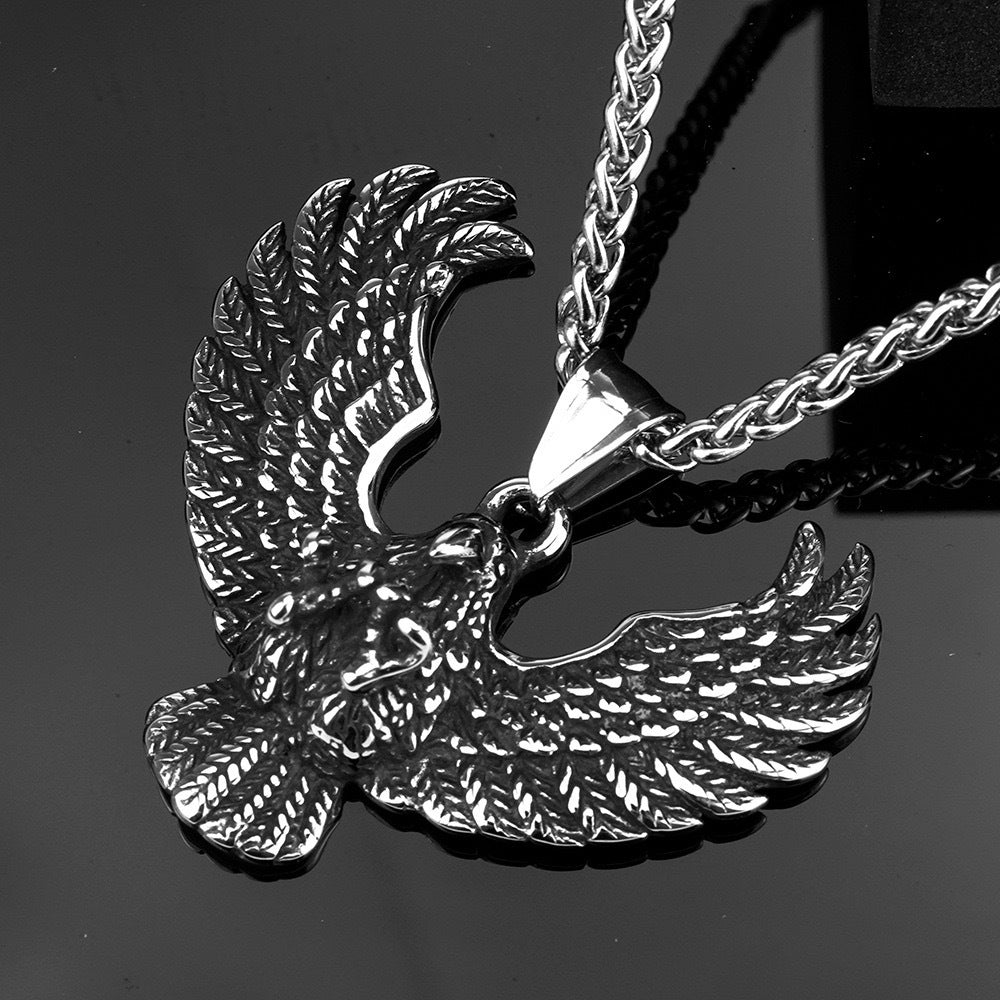 Planderful Titanium Steel Eagle Pendant Necklace For Men Retro Punk Fashion Accessory