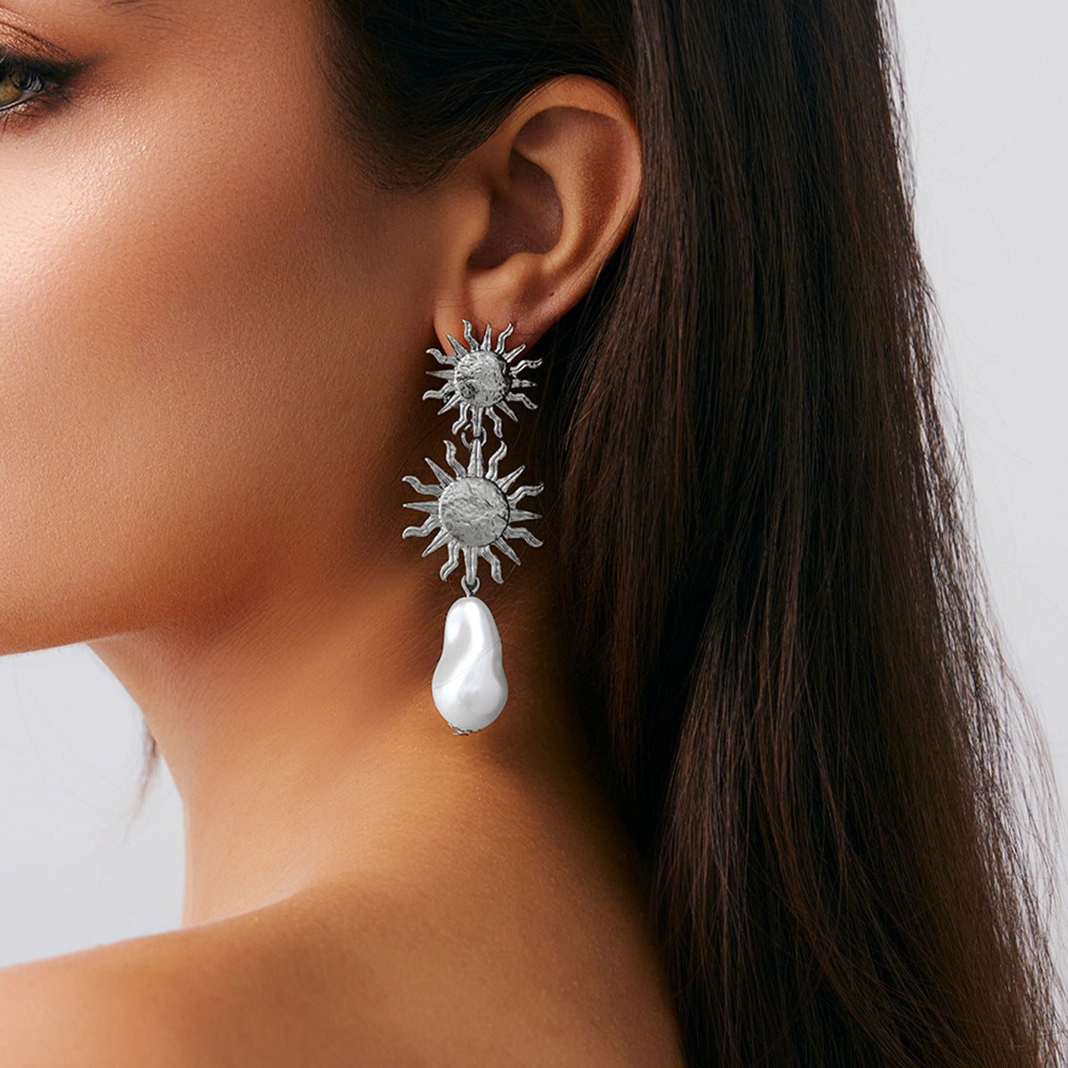 Planderful Vienna Verve Sunflower Fringe Earrings Bold Statement Pearl Leaf For Vintage Lovers