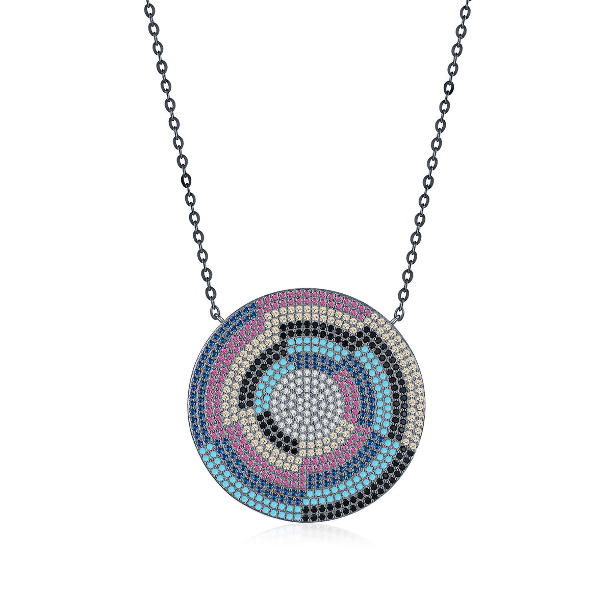 925 Sterling Silver Black Two-Tone Pixel Necklace