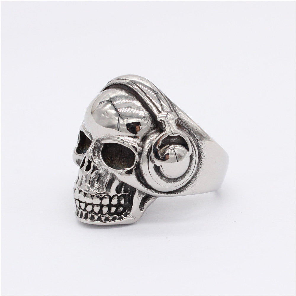 Titanium Steel Headphone Skull Ring