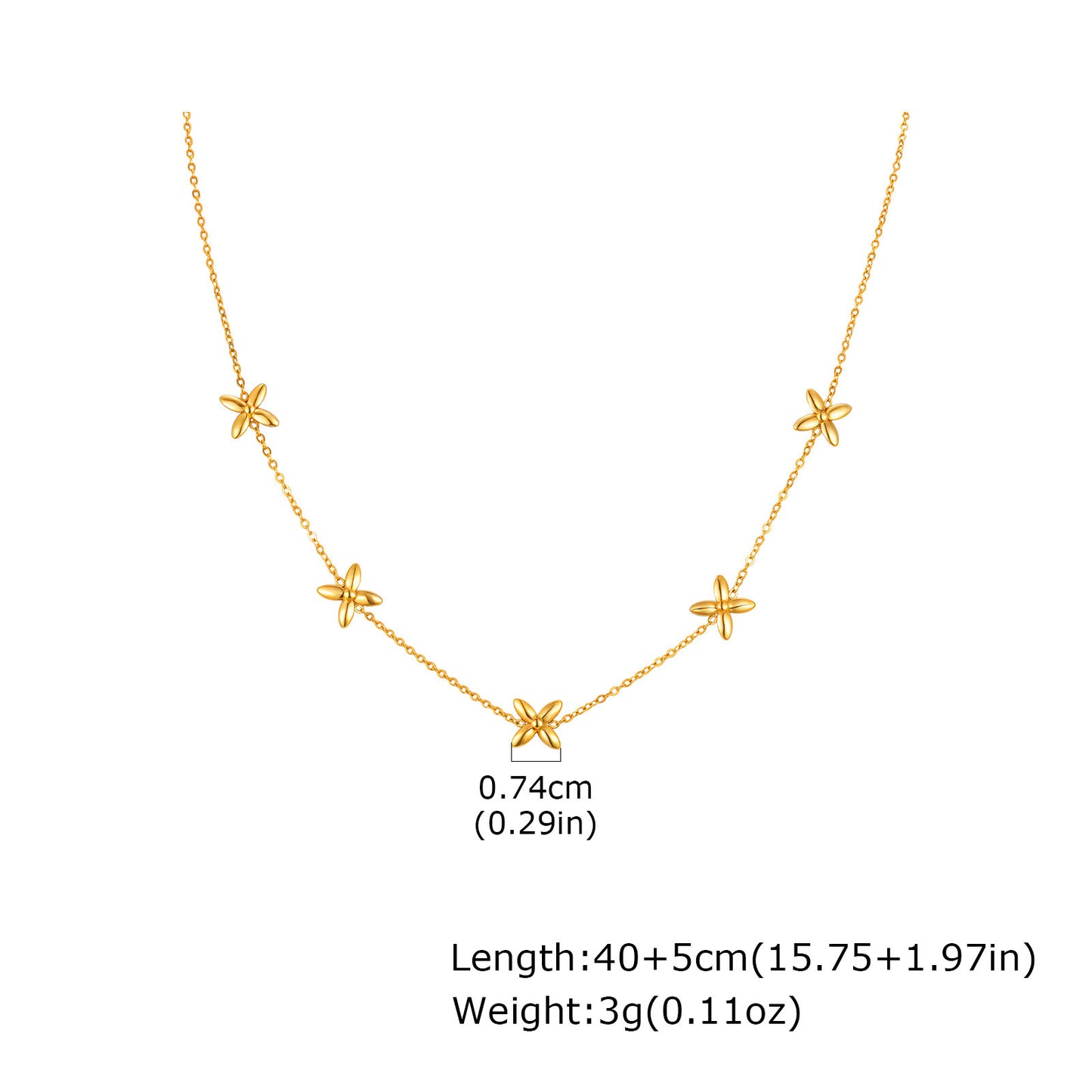 Wind Stainless Steel Girl Sweet Delicate Collarbone Chain Flower Butterfly Heart Necklace