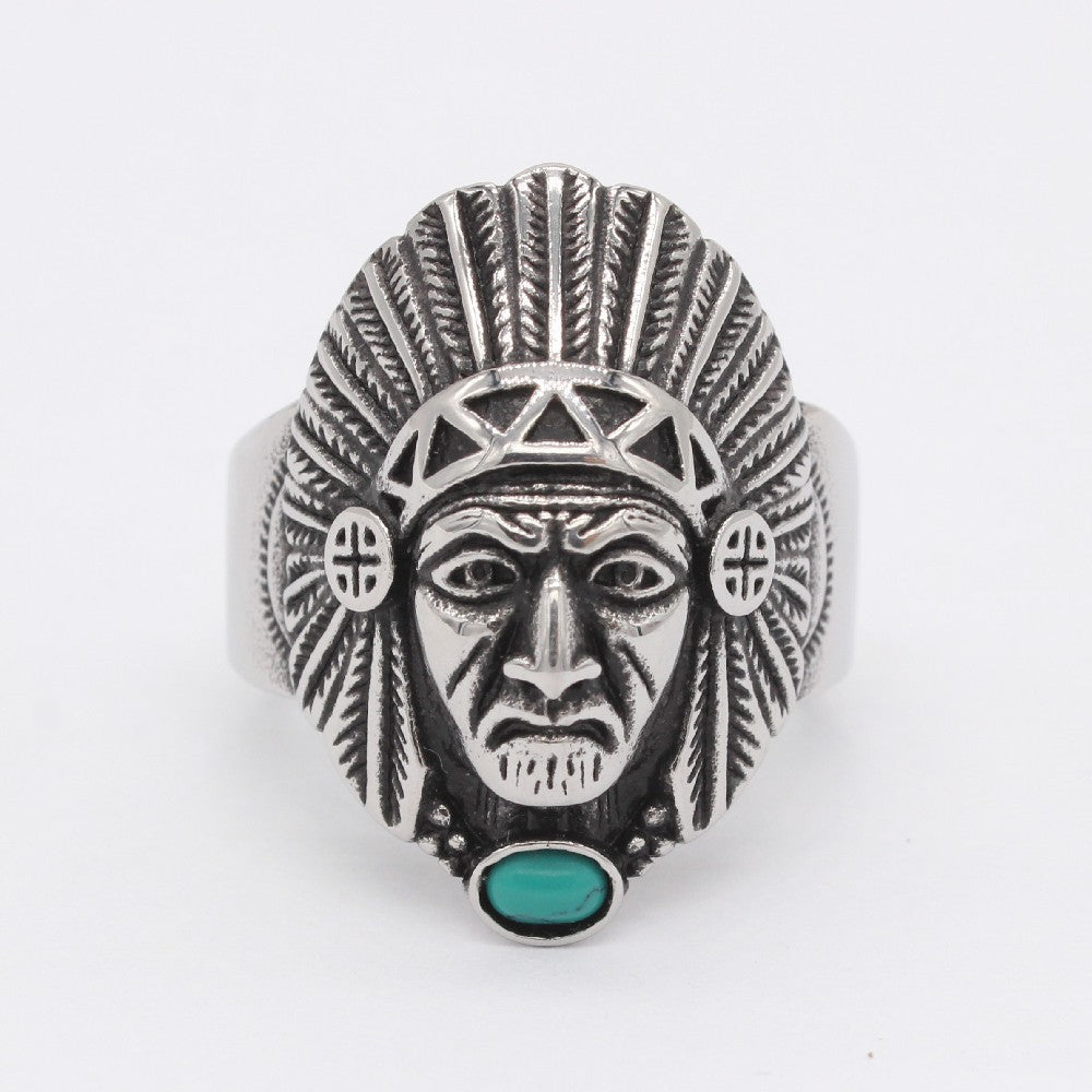 Indian Mask Titanium Steel Ring