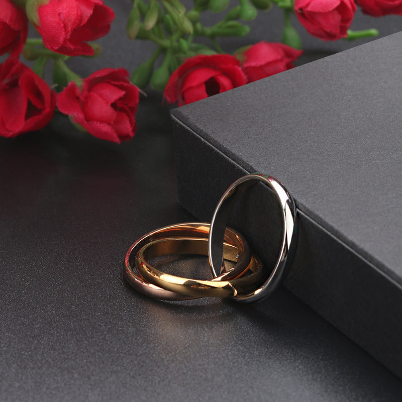 Planderful Mobius Ring Three Ring Set for Women Durable Stainless Steel Jewelry Fashion European American Style