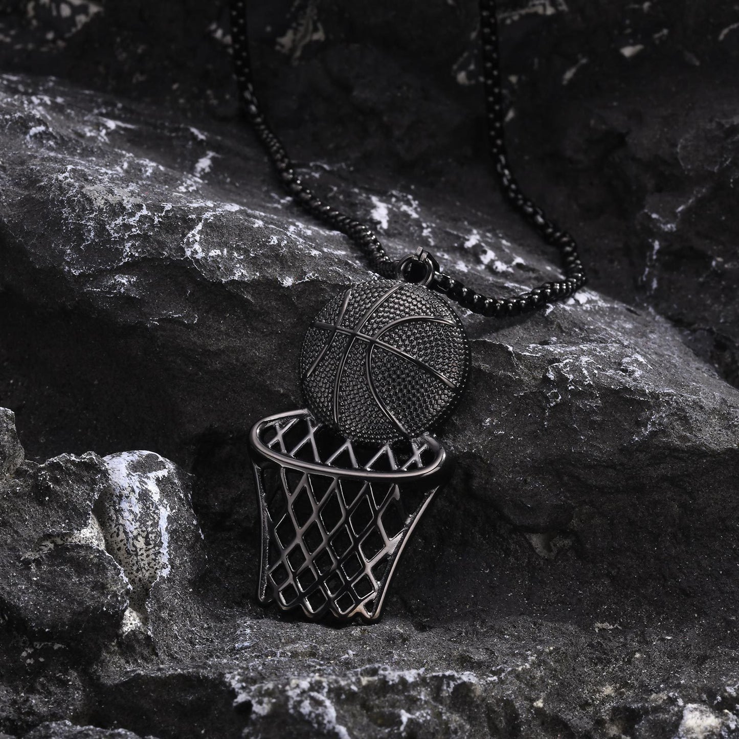 Men's Accessories Stainless Steel Basketball Frame Pendant Necklace