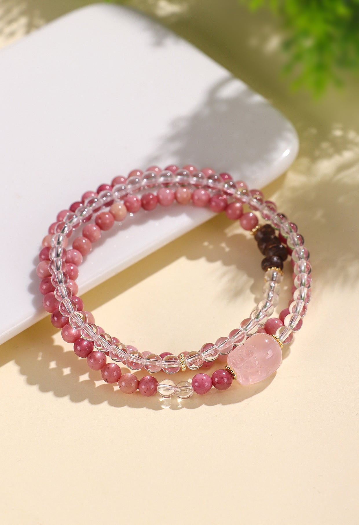 Planderful Fortune's Favor Bracelet – Elegant Chinese Rose Stone Design