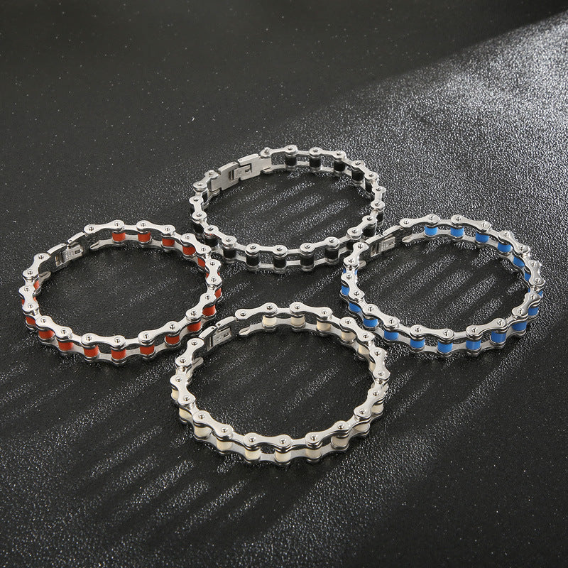 Personalized Hiphop Bicycle Bracelet for Men in Thin Titanium Steel from South Korea