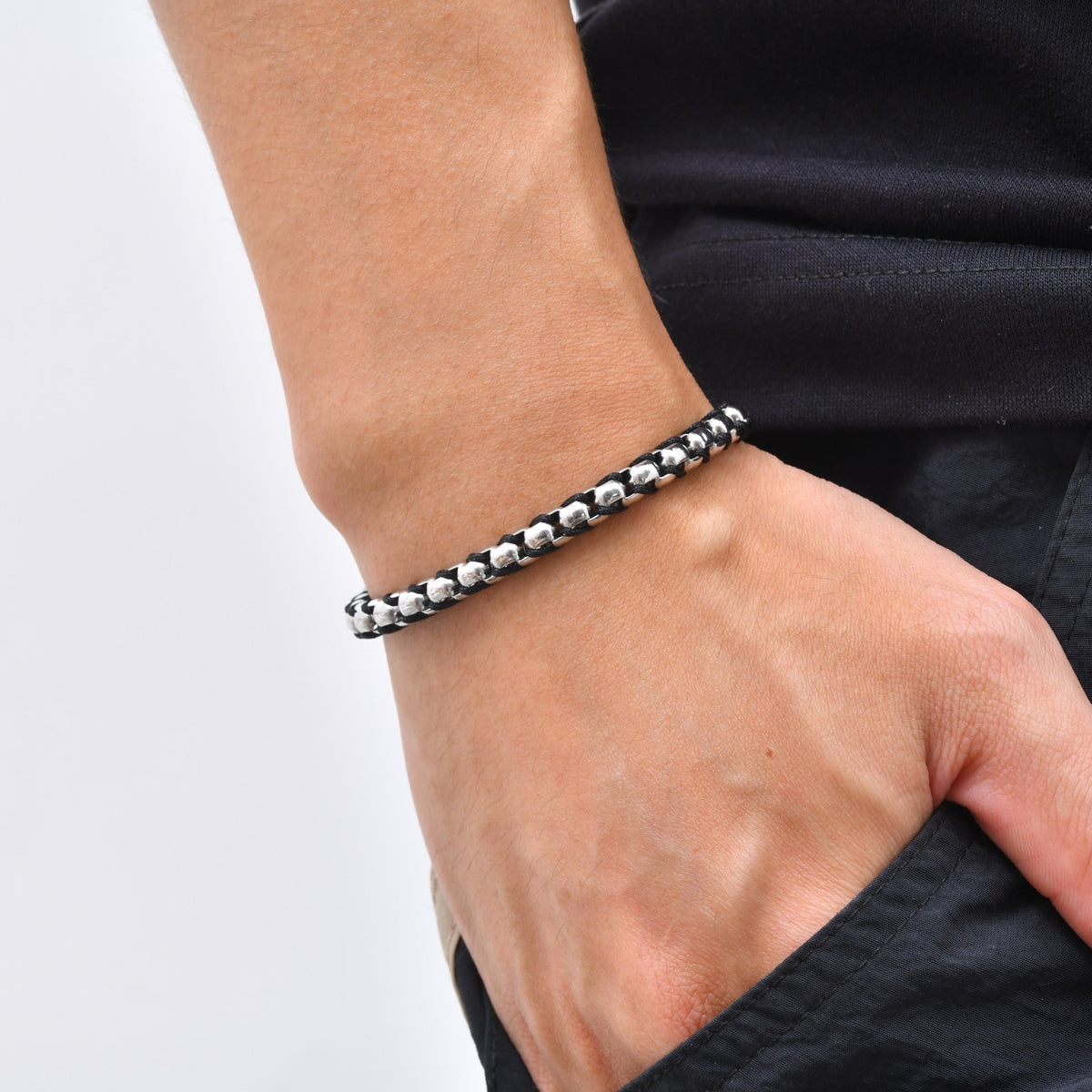 Pearl Braided Stainless Steel Bracelet Unisex