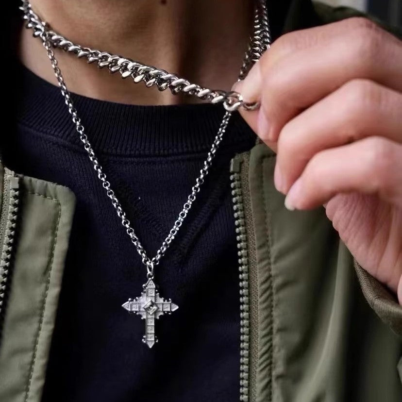 Planderful Jewelry Cross Necklace Titanium Steel