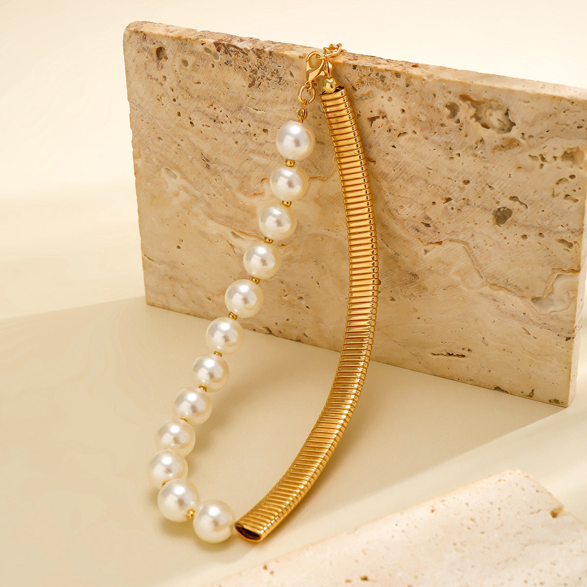 Cross-Cultural Punk Style Pearl Choker Necklace from Vienna Verve Collection