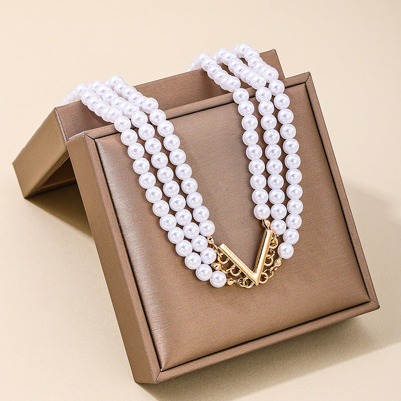 Fashion Statement: Verve Vienna V-Neck Pearl Necklace - Trendy Wholesale Jewelry