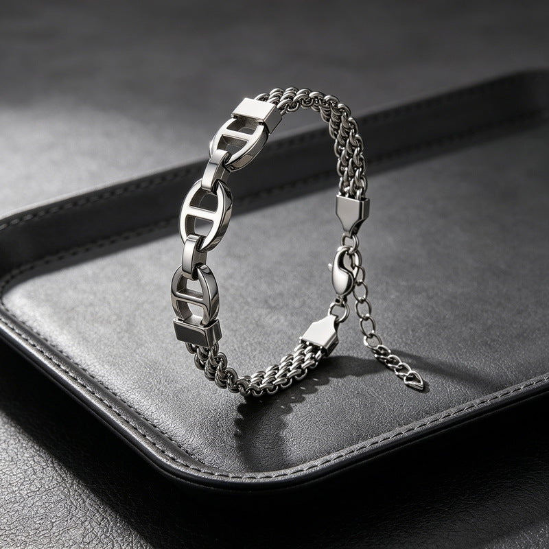 Mesh Chain – Pig Nose Curved Bar Stainless Steel Men's Strap Chain Bracelet