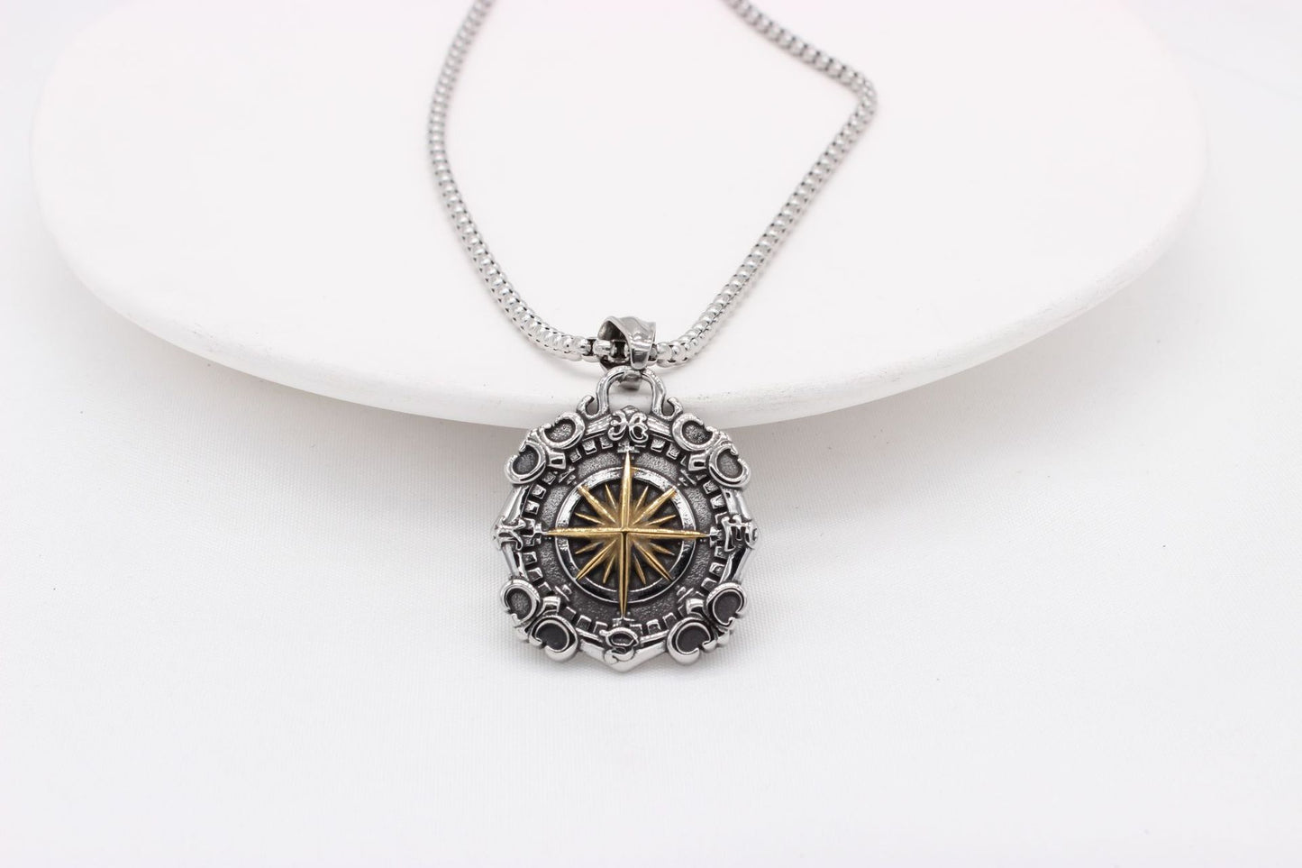 Personalized Retro Compass Pendant For Men Unisex Titanium Steel Necklace By Planderful Everyday Genie