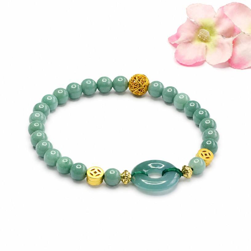 Blue Water Jadeite Classic 5.8 mm Beaded Bracelet