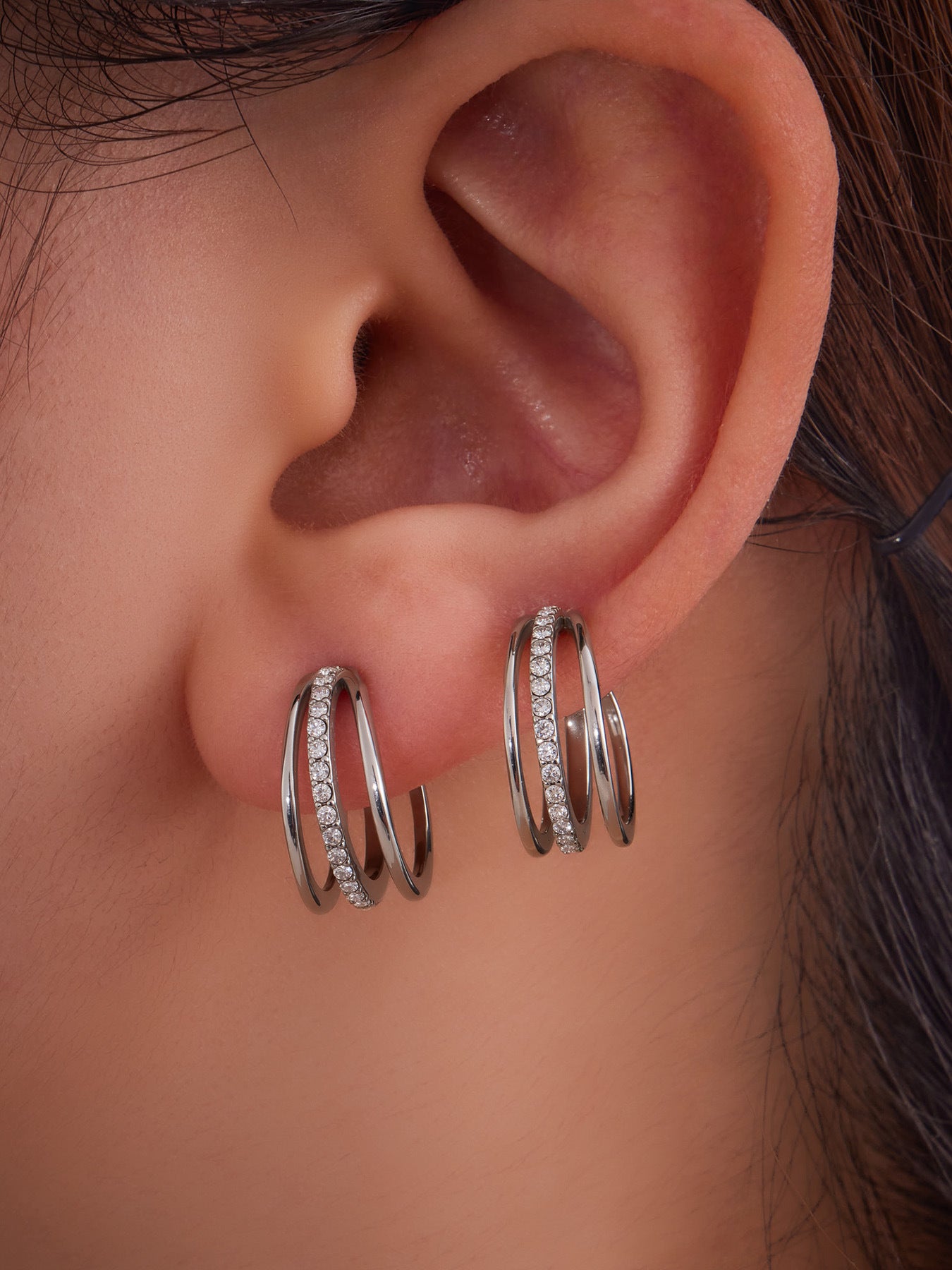 Planderful Women Zircon Ear Bone Clip Earrings 18K Gold