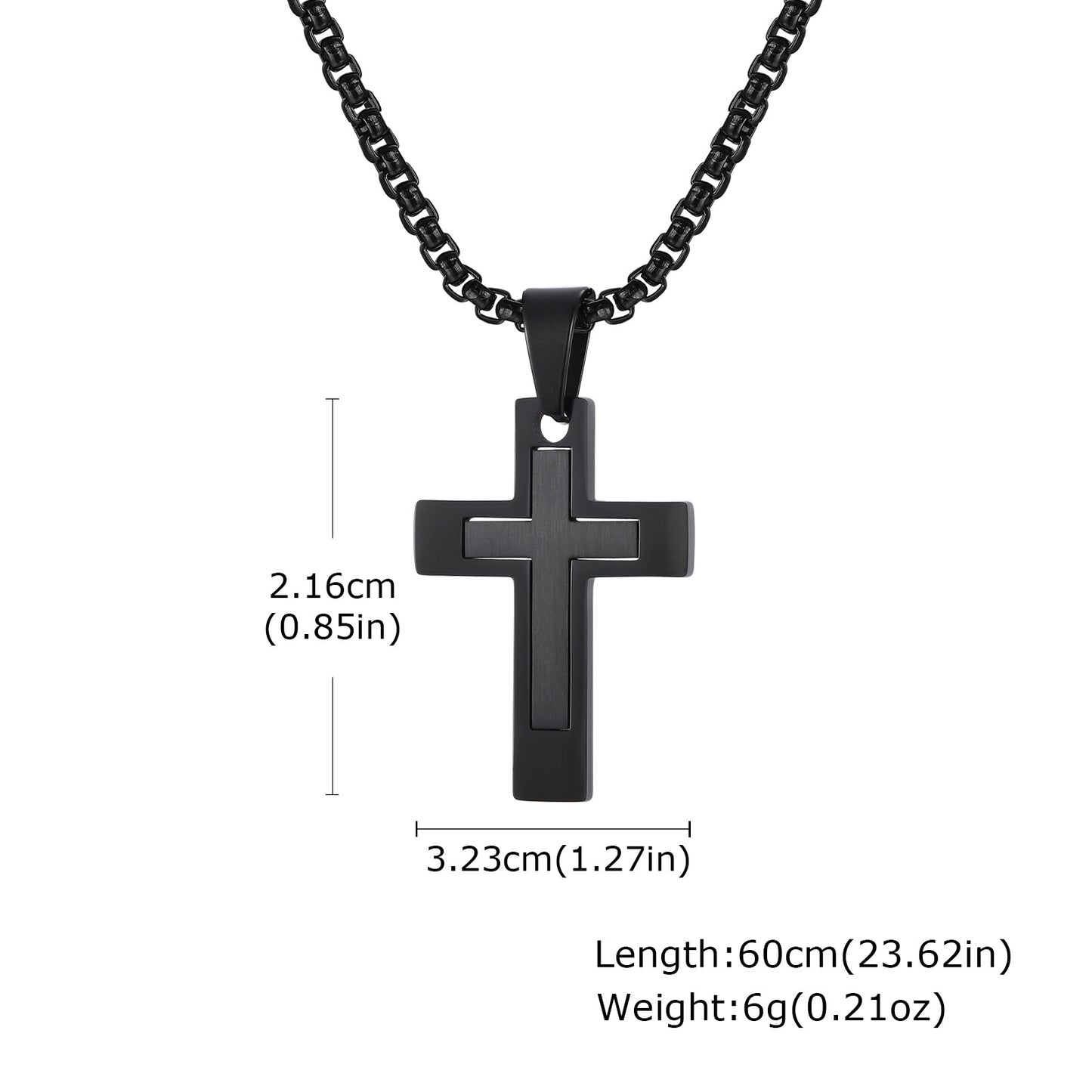 Planderful Mens Cross Pendant Necklace Durable Steel