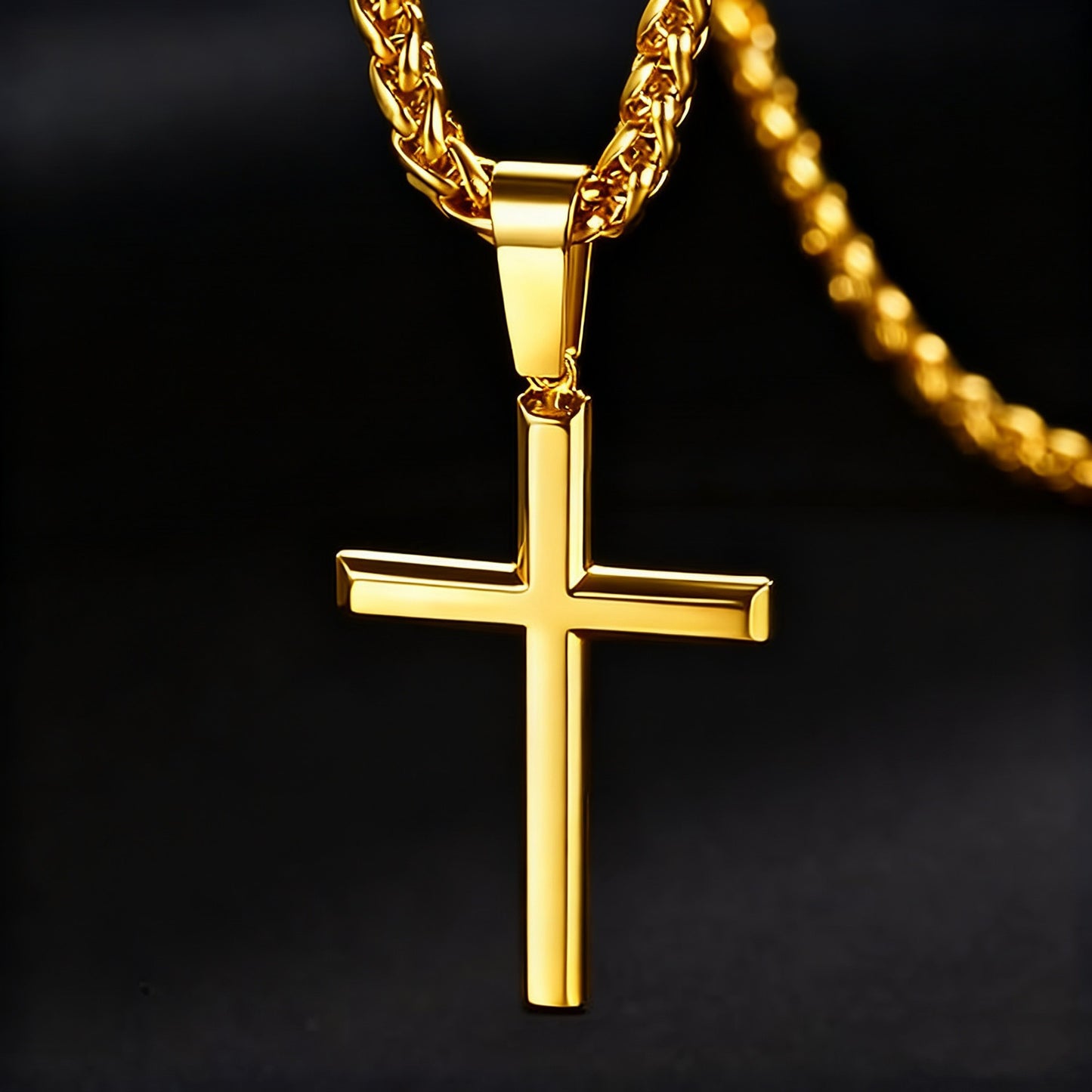 Planderful Everyday Genie Cross Pendant Necklace For Men Stainless Steel Hip Hop Style Jewelry