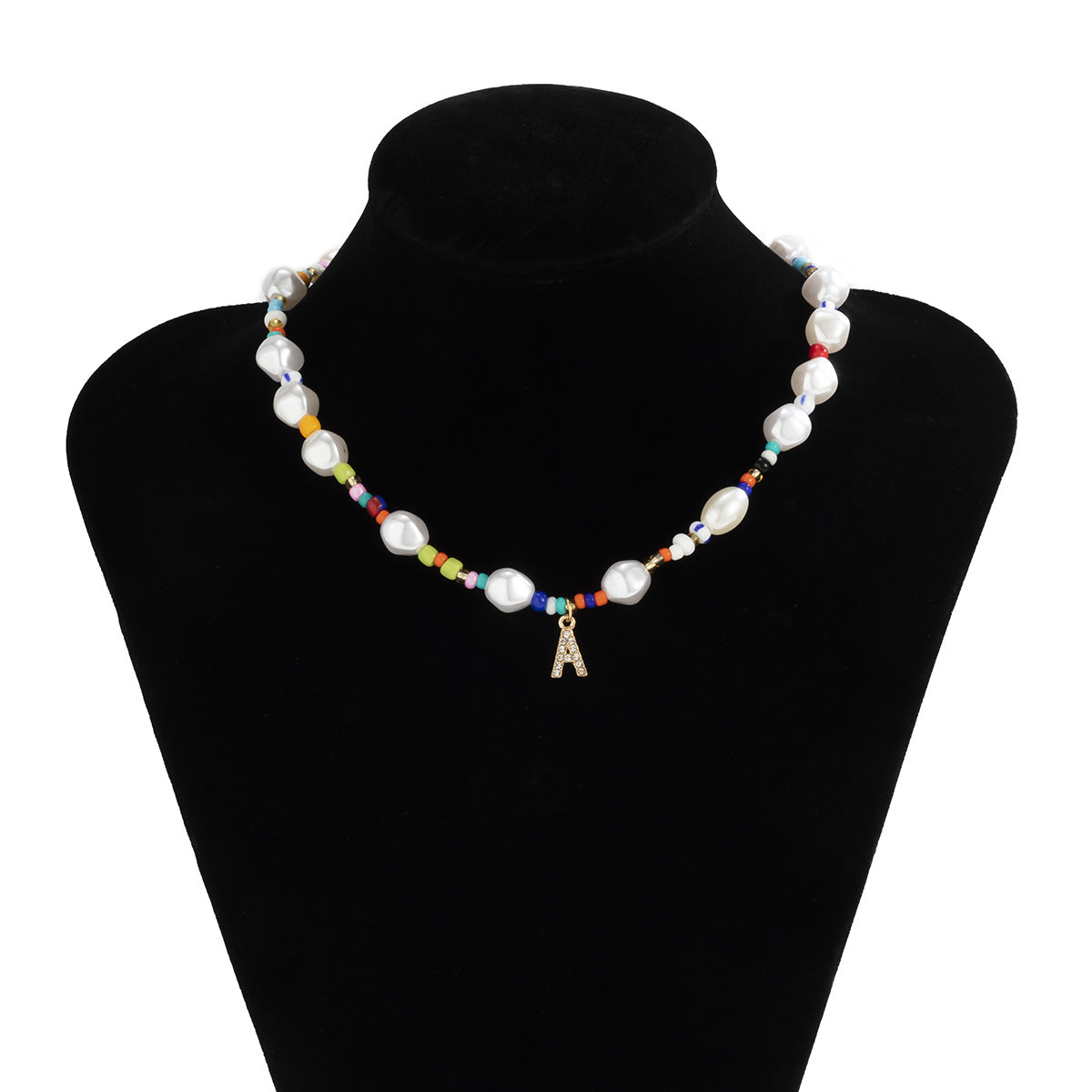 Planderful Collection Vienna Verve Imitation Pearl Beaded Necklace With Letter Pendant For Women Beach Chic