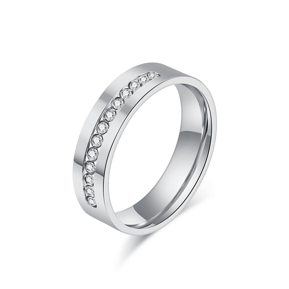 Planderful Durable Stainless Steel Zircon Ring For Men And Women Everyday Genie Couples Wedding Band