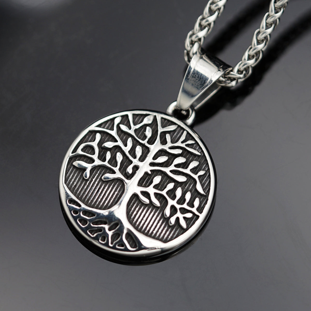 Vintage Tree of Life Stainless Steel Pendant Necklace