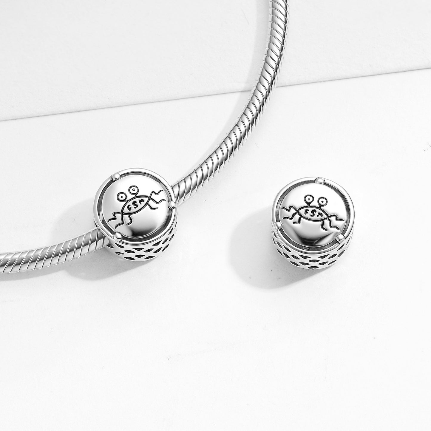 Planderful Jewelry Sterling Silver Beading Pendant With Divine Symbol Charm For Everyday Style