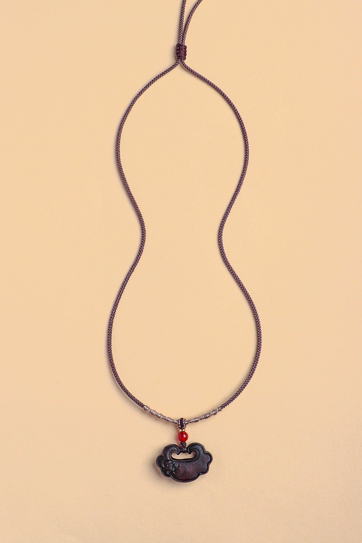 Agate Agarwood Ruyi Lock Pendant Necklace