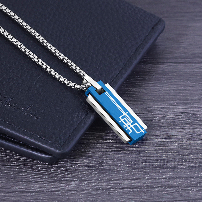 Planderful Everyday Genie Men's Stainless Steel Necklace Square Geometric Pendant Does Not Fade
