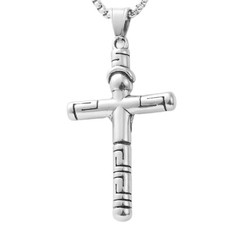 Personalized Retro Titanium Steel Cross Pendant Necklace for Men - Trendy Everyday Accessory