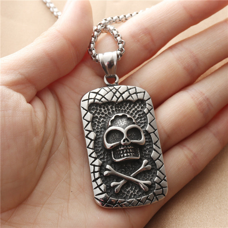 Titanium Steel Skull Pendant Necklace for Men - Retro Punk Style Stainless Steel Accessory