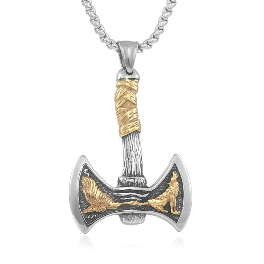European And American Stainless Steel Double Axe Pendant