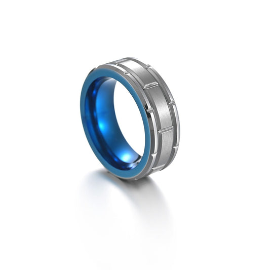 Wholesale Men's Tungsten Steel Rings with Blue and Steel Embroidery - Premium Amazon Collection