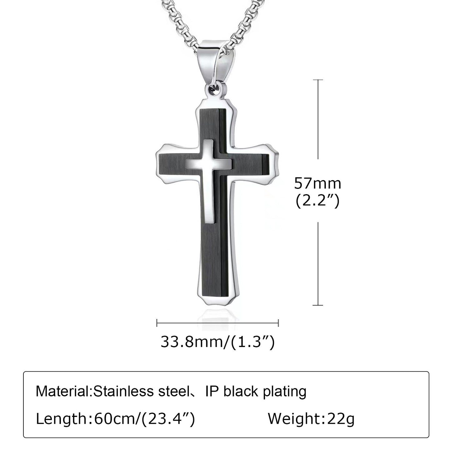 Necklaces Men's Triple Cross Pendant Necklace Stainless Steel Jewelry Wholesale