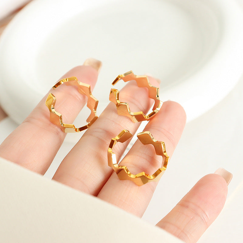 18K Gold Electroplated Rhombus Open Ring for Couples