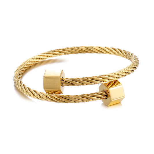 Hexagonal Open Elastic Bracelet – Men's Titanium Steel Winding Geometric Weiya Bracelet