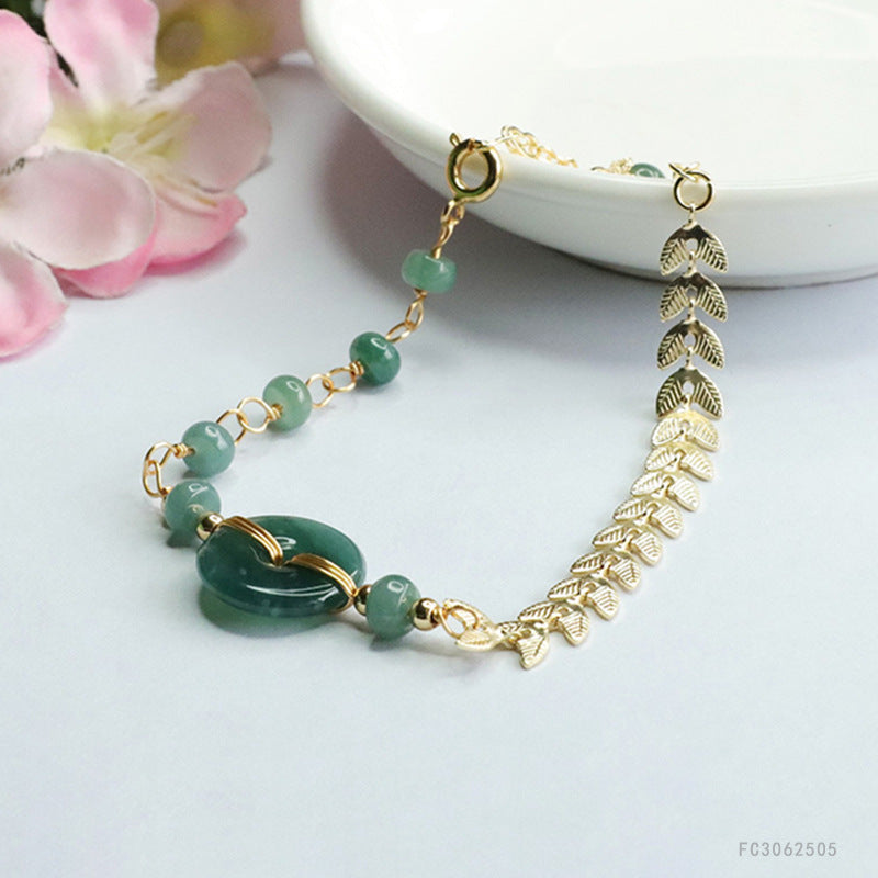 Blue Water Jadeite Peace Buckle 15 mm Bracelet
