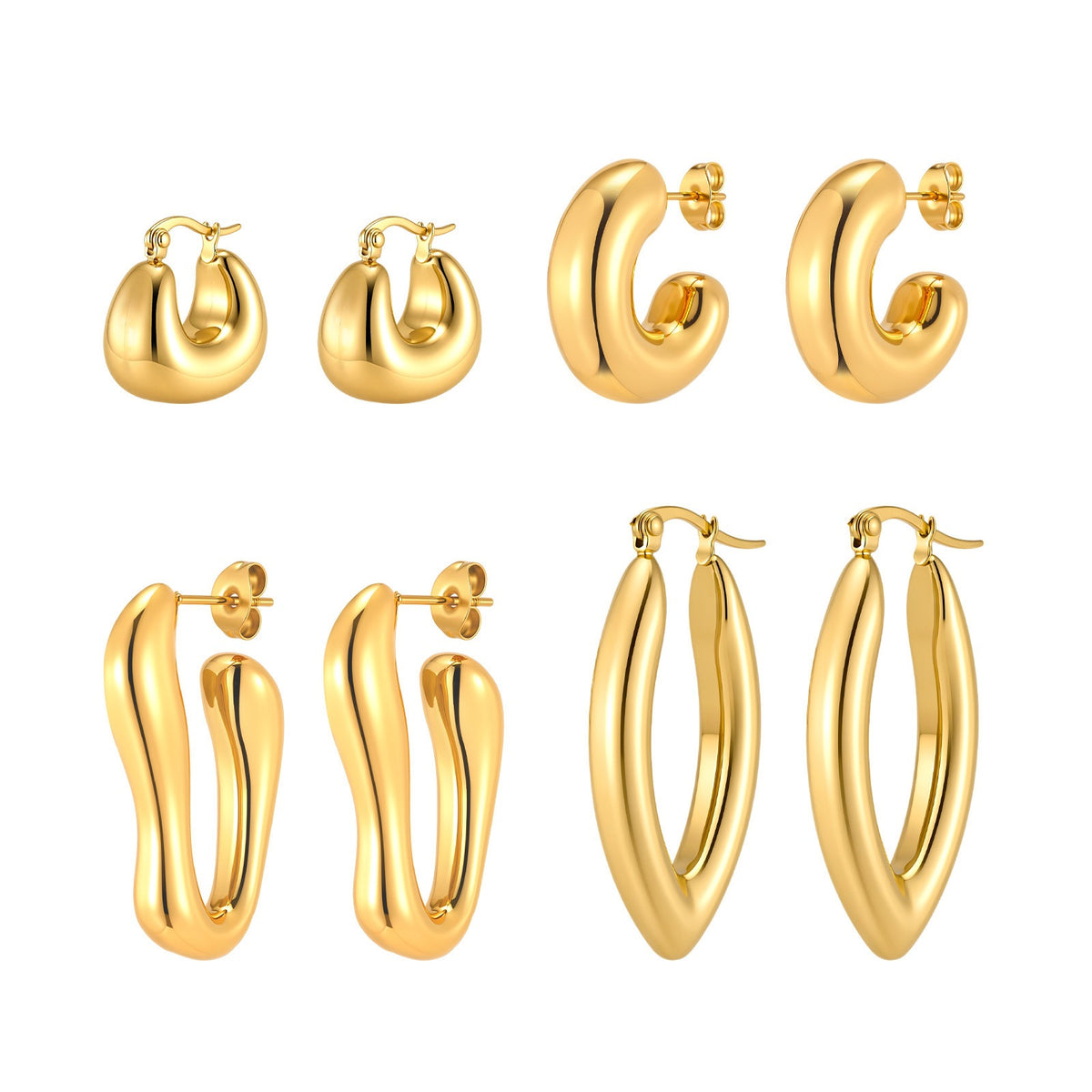 Modern Stainless Steel Earrings — Multiple Styles