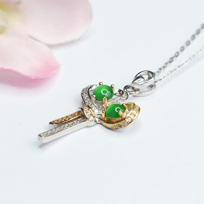 Icy Green Jadeite Silver Pendant — No Chain