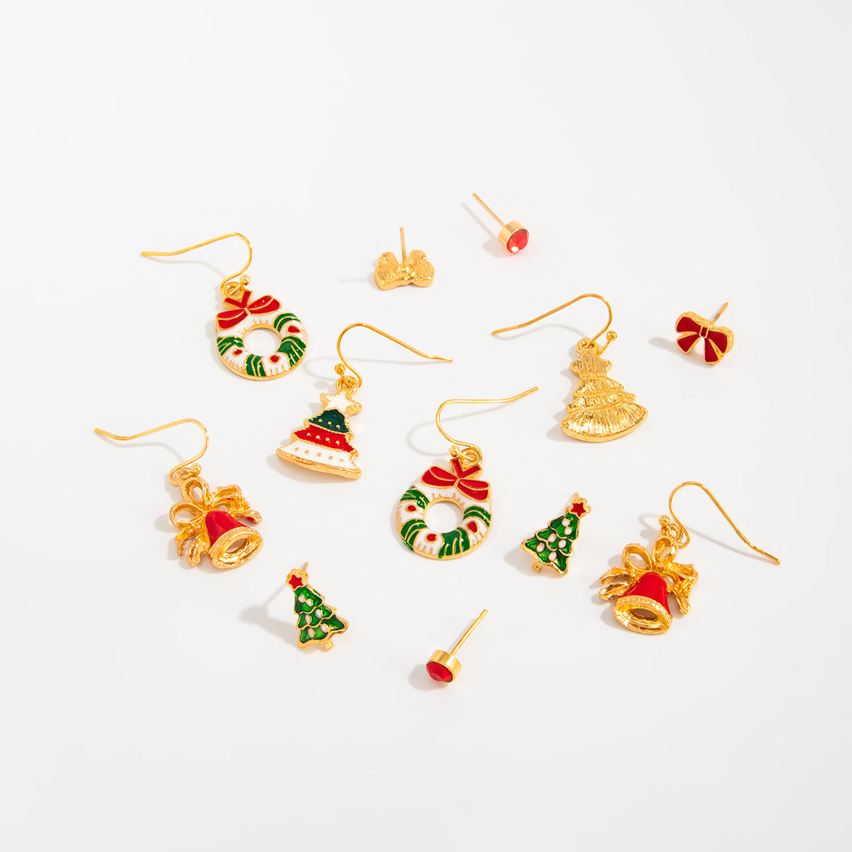 Planderful Christmas Snowflake Bell Earrings Set For Women Festive Pearl Elk Santa Cartoon Dripping Statement