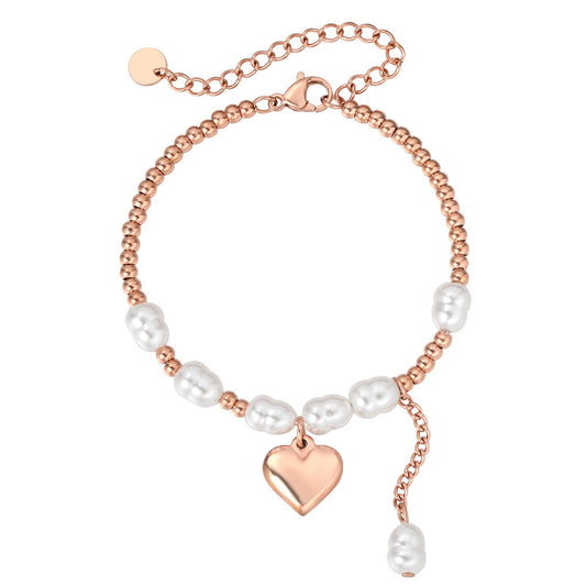 Planderful Pearl Bracelet For Her Elegant Steel Jewelry With Sweet Love Japanese Korean Statement Style