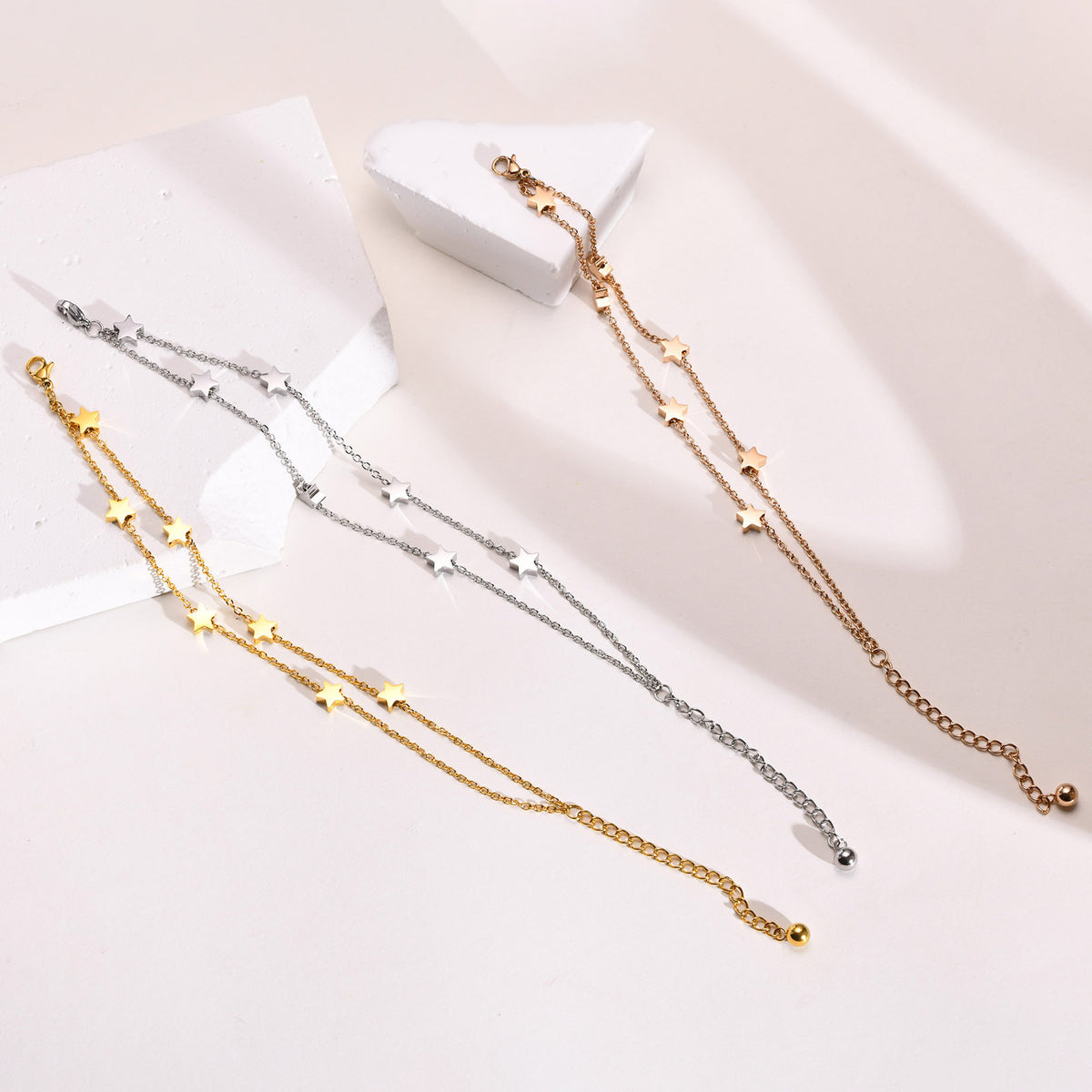 Star Double Layer Gold Stainless Steel Bracelet