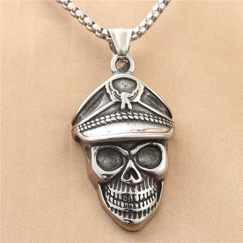 Personalized Titanium Steel Skull Pendant Necklace for Men - Retro Punk Style