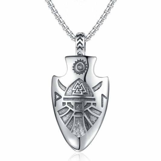 Steel Necklace – Vintage Unisex Double-Sided Arrow Pendant
