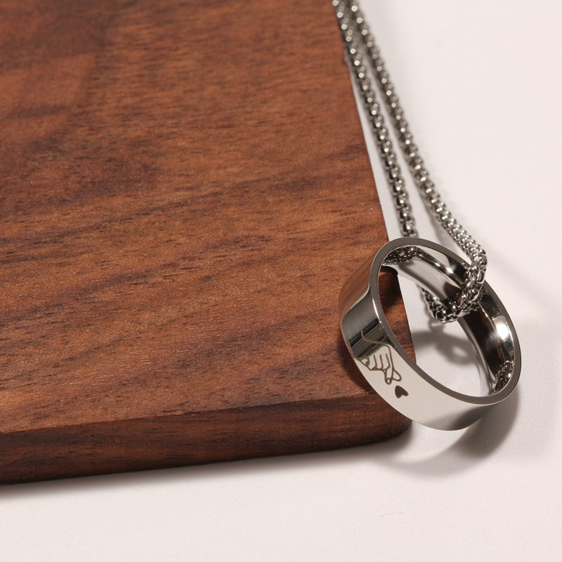 Love You More Than Words Couple Necklace - Steel Sweater Chain with Pearl Accent